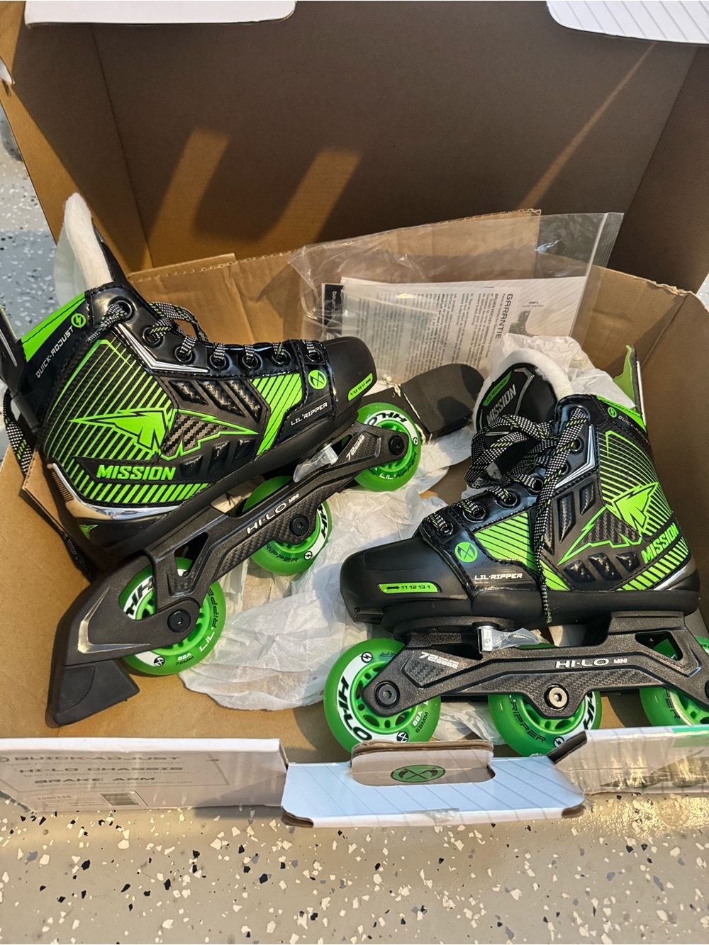 Bauer Mission Kids Black and Green Inline Skates